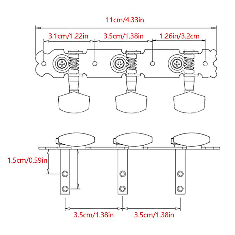 1 пара 3R3L колков для гитарных струн, колки для настройки, ключи, тюнеры с белой кнопкой, прочные аксессуары для колков для настройки гитары