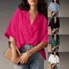 Summer New Short-sleeved Lapel Shirt, Multi-color Casual Loose Top, Solid Color Shirt, Elegant Retro Female 8802
