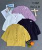 1116 summer new women's crew neck Japanese top cardigan retro literary style ins short sleeve retro linen