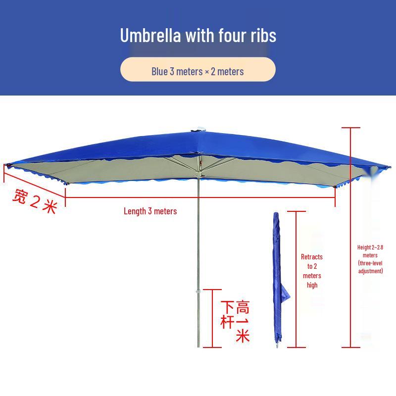 Large Rectangular Folding Patio Umbrella with Canopy Sun Protection