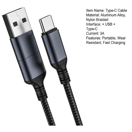 Type-C Data Cable 2-In-1 Mobile Stable Output Fast Portable 3A Plug Charging 1.2M Phone Charger Usb-C