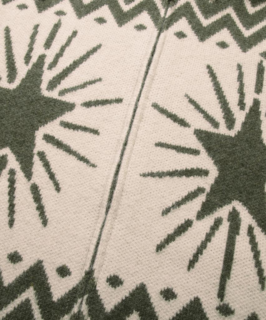 TRILLION Washable Wool Star Nordic Hooded Zip-Up Knit_Khaki