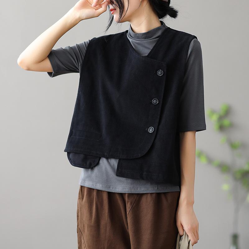 Женский жилет в стиле ретро, повседневная куртка, короткий жилет, весенне-осенний свободный универсальный жилет