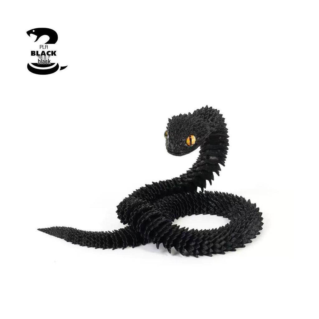 3D Printed Viper Egg Set: Articulated Small Snake Figurine Desktop Ornament Toy for Children