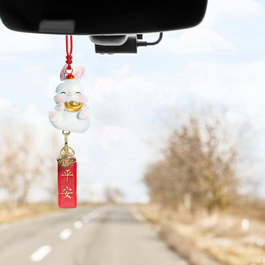 Креативная подвеска для автомобиля, фигурка кролика, легкие подвесные украшения, очаровательная для зеркала заднего вида автомобиля