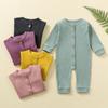 Baby Boys Girls Clother Toddler Long Sleeve Onesie Spring Solid Color Pit Strip Romper 0-12 Months