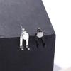 Silver Plated Hip Hop Korean Hoop Earring Geometric Stud Earring Men Earring Ear Jewelry
