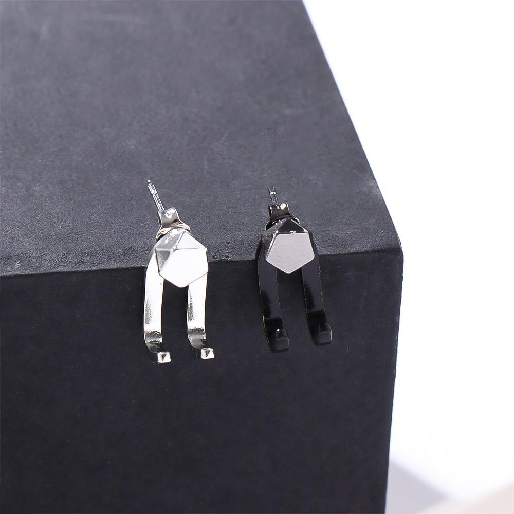 Silver Plated Hip Hop Korean Hoop Earring Geometric Stud Earring Men Earring Ear Jewelry