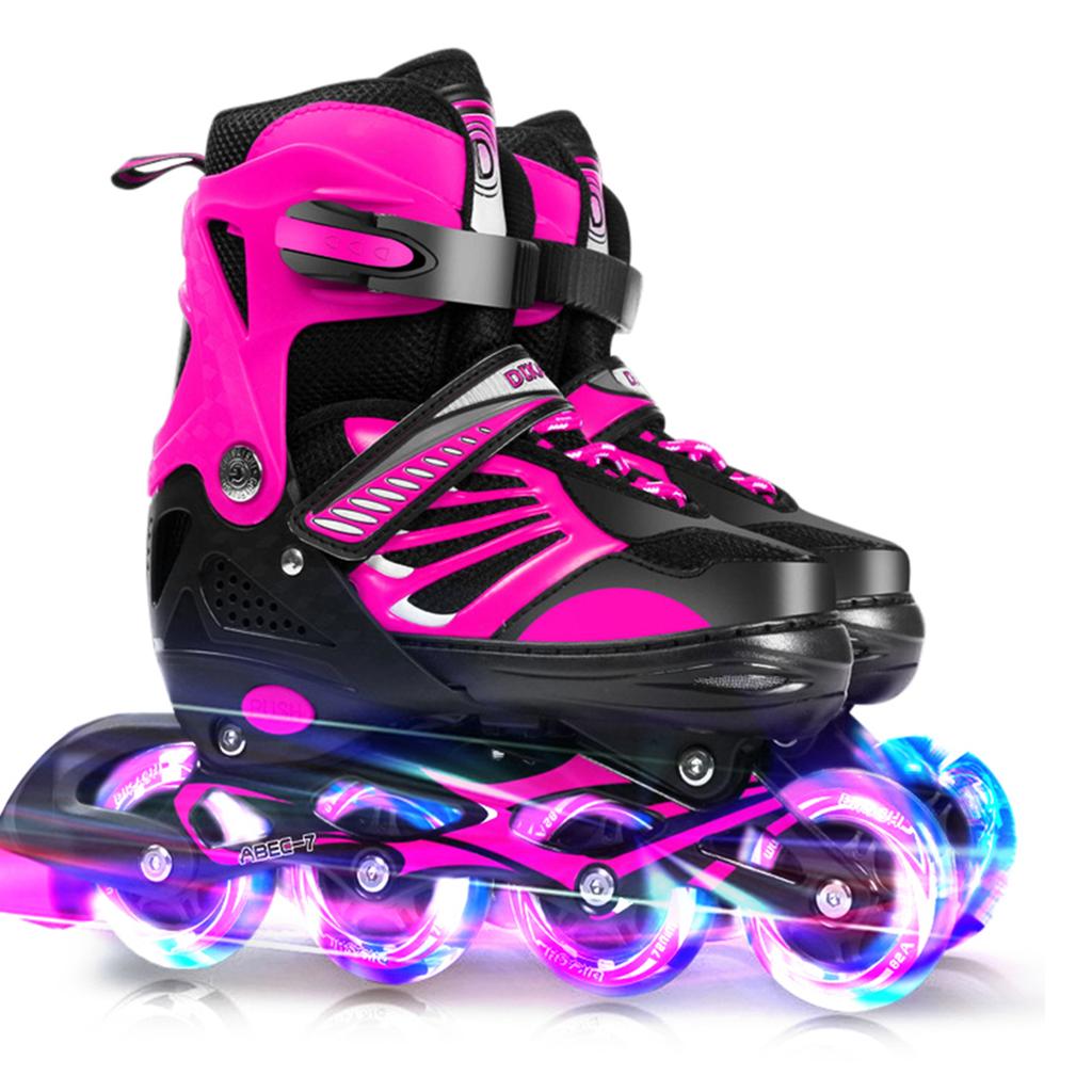 Adjustable Illuminating Inline Skates with Light Up Wheels for Kids and Youth Girls Boys Inline