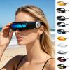 Футуристические Киберпанк Солнцезащитные Очки, Очки с Защитой UV400, Необычной Формы Панк Очки для Пляжной Вечеринки, Активного Отдыха на Открытом Воздухе