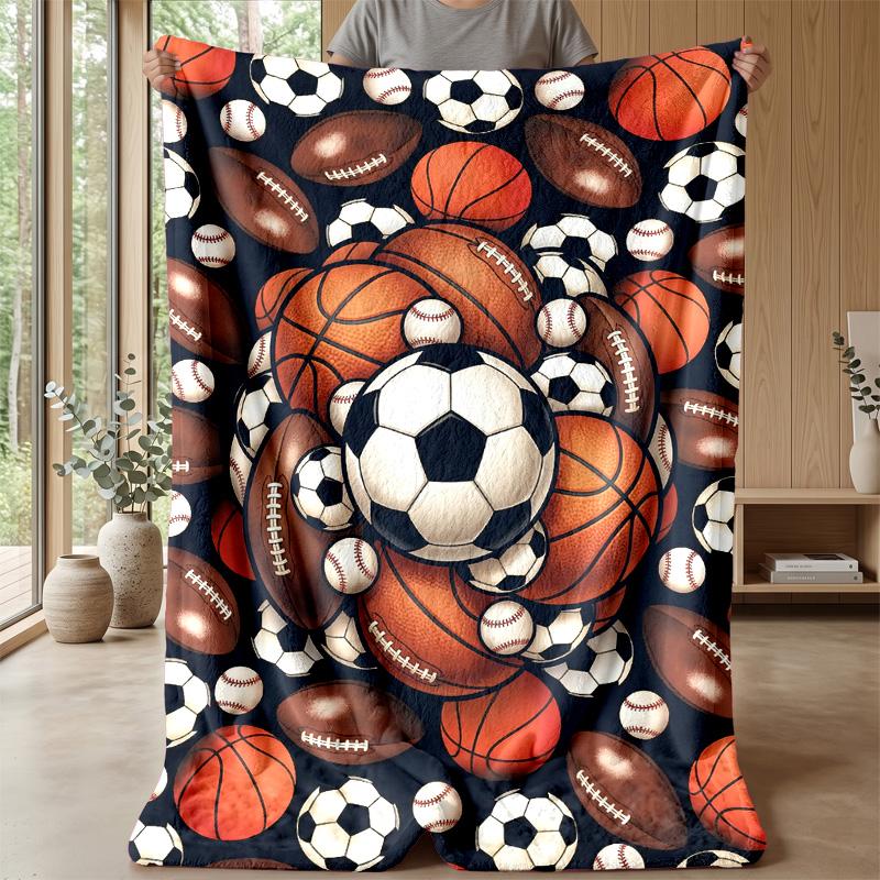 Sports Ball Collage 2 Theme blanket Lightweight Warm Flannel Blanket Decorative Throw Blanket for Home Decoration
