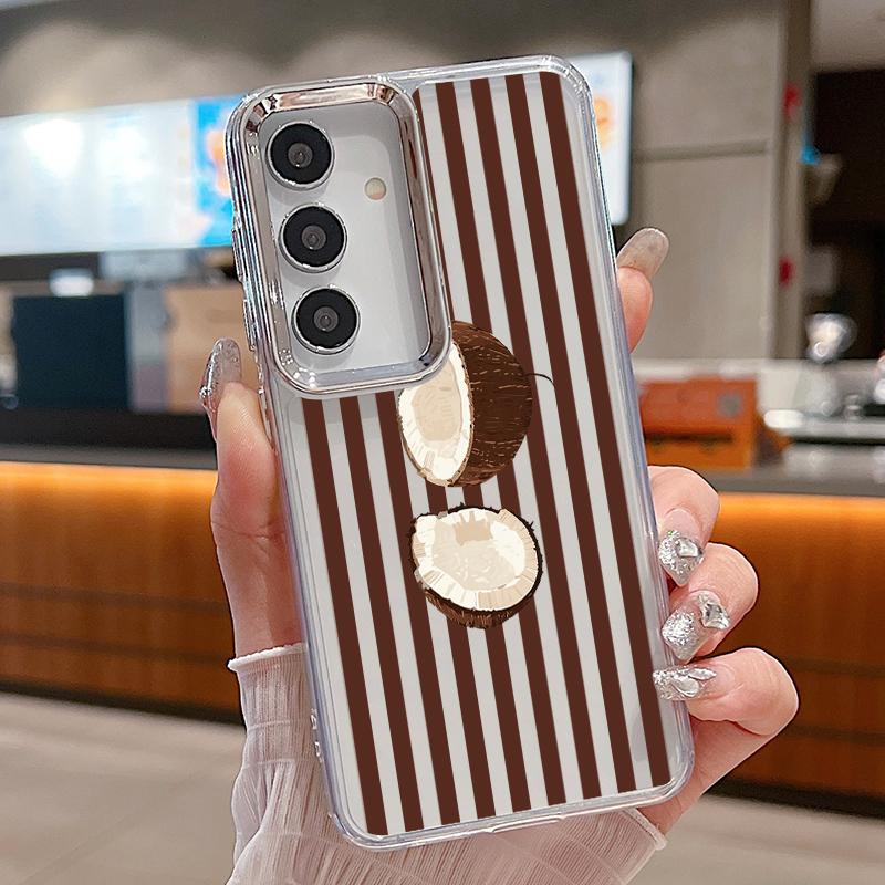 Чехол с узором «Кокосовая полоска» для Samsung Galaxy S26 S25 Ultra S24 S23 S22 Plus S21 A16 A17 A26 A36 A37 A54 A55 A56 A57 5G Прозрачный мягкий чехол