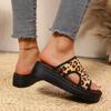 2025 Summer New Outer Wear Large Size Slippers Leopard Print One-character Slippers Casual Open-toed Beach Slippers Women