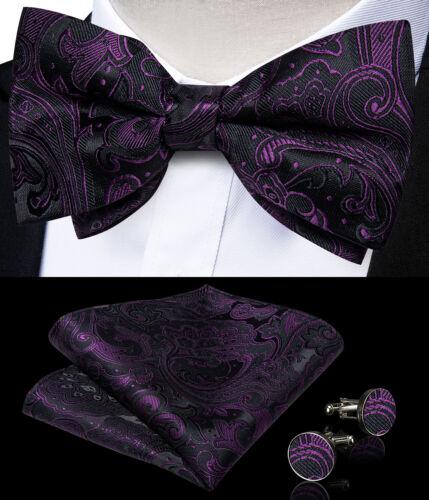 Мужской шелковый галстук-бабочка, синий регулируемый галстук-бабочка, набор запонок с цветочным принтом пейсли