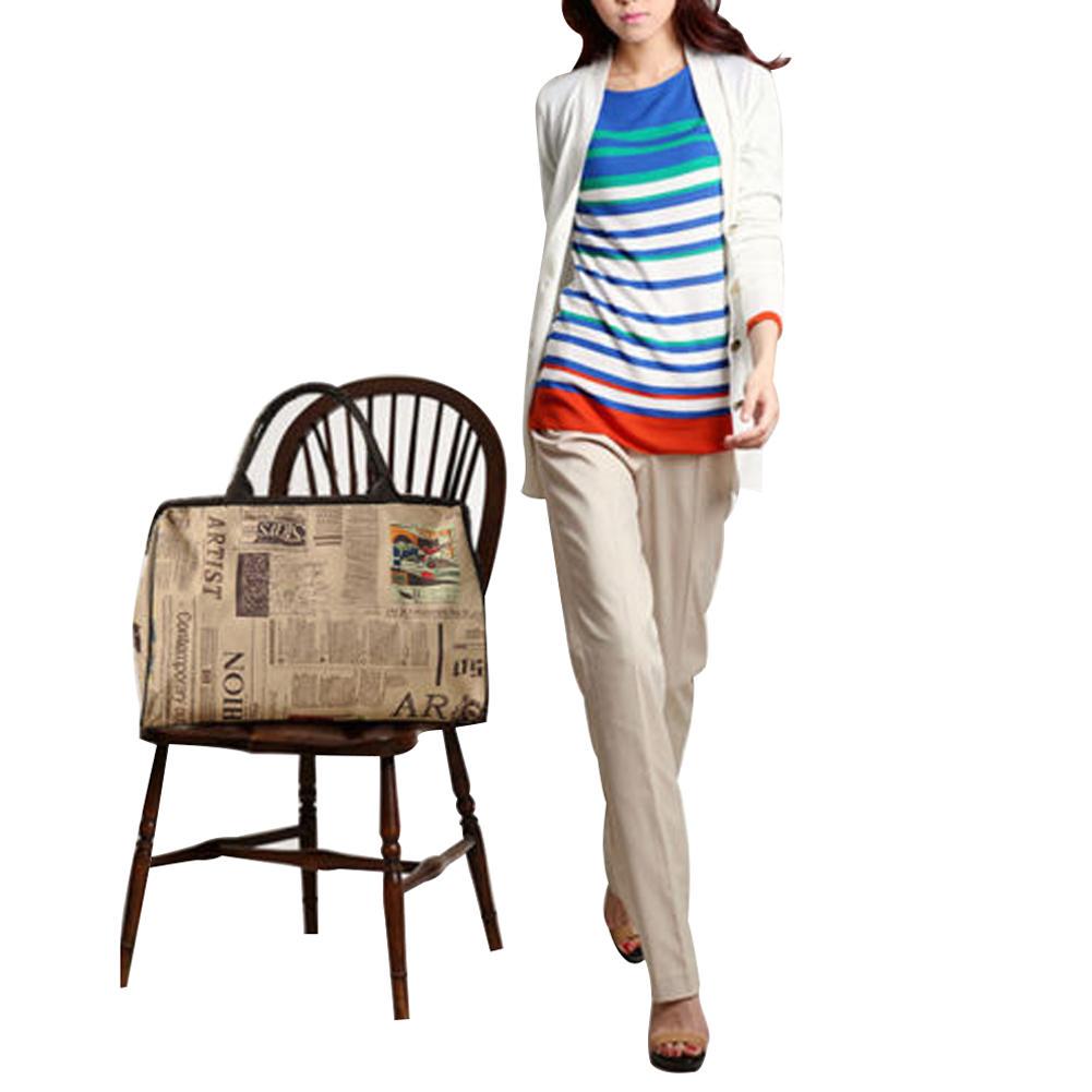 Модная холщовая женская ретро сумка-тоут через плечо с газетным принтом и молнией