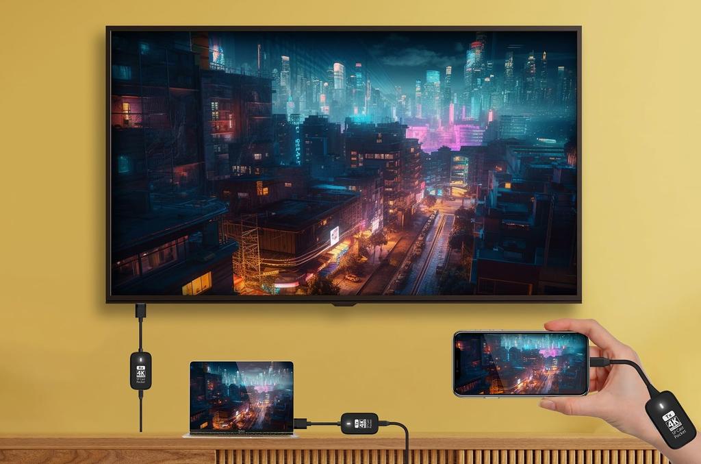 Princeton Wireless Presentation SimpleCastPocket 4K Совместимый [Основной блок + Ведомый блок] Беспроводное зеркалирование/расширение экрана USB-C на HDMI SPCASTPOCK