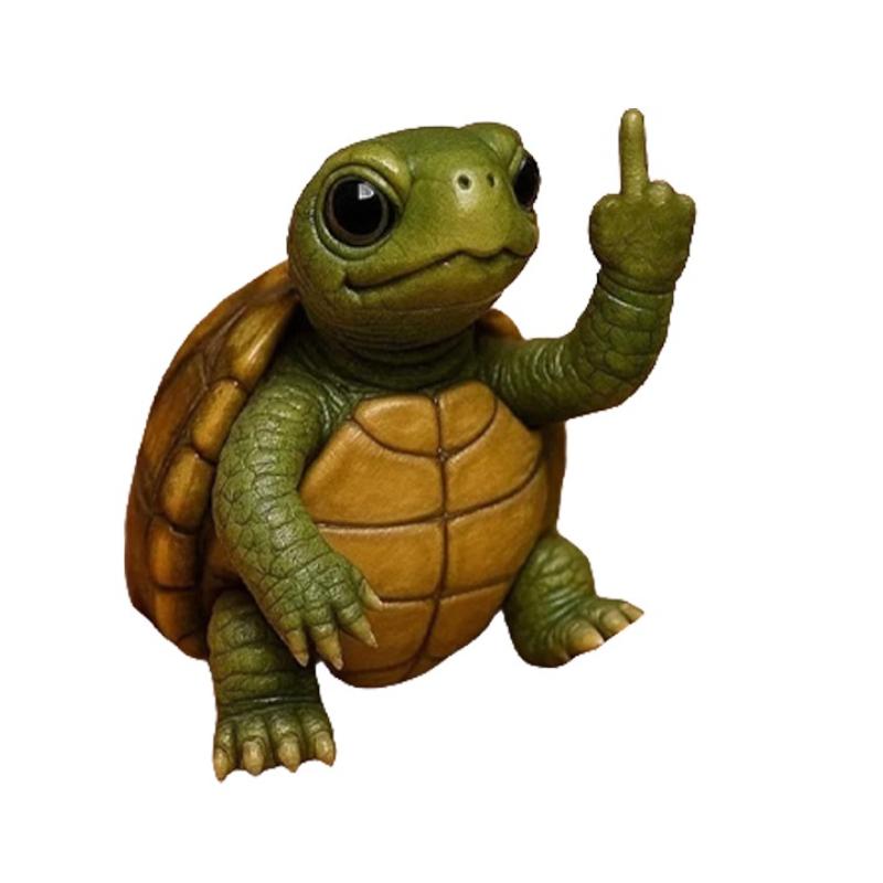 Забавная статуэтка животного Хайлендской коровы со средним пальцем Мини-фигурка милого кота Настольное украшение Скульптура черепахи из смолы Для дома и офиса