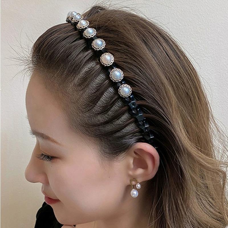 Rhinestone Wave Headband Women's Hair Pressing Hairpin Hair Tidying Artifact Headband Hairpin Autumn and Winter Headdress