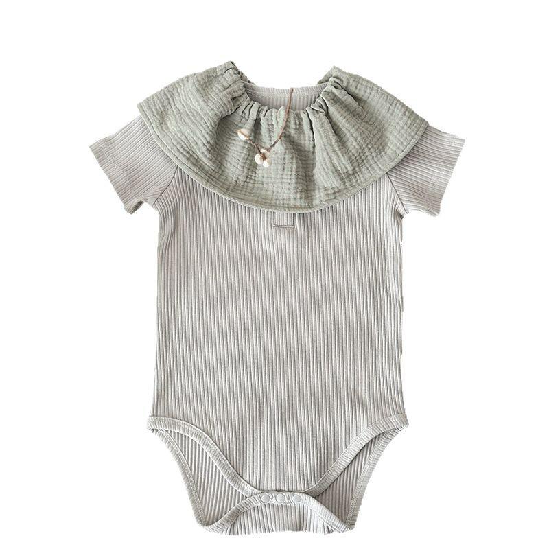 2025 A-Type однотонный полосатый детский комбинезон для ползания - Ins Style