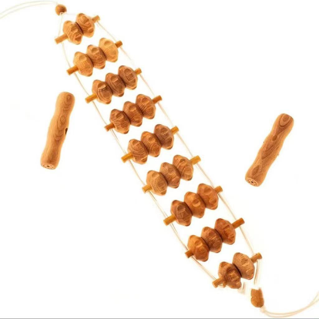 Beech Wood Manual Meridian Massager Roller for Shoulder and Back