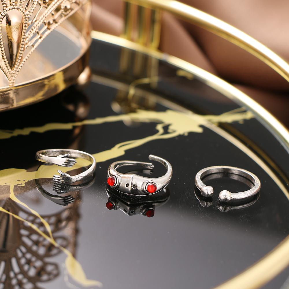 2024 Ретро кольцо с изображением лягушки, трехсекционное кольцо с холодным ветром, индивидуальное кольцо в стиле панк, модное нейтральное трендовое кольцо