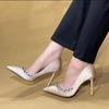 Pointed Thin Heel Sexy Bed Shoes High Heel 7.5cm or 9cm Rhinestone Thin Heel Fashion New Heels Shoes for Women 2025  Pumps
