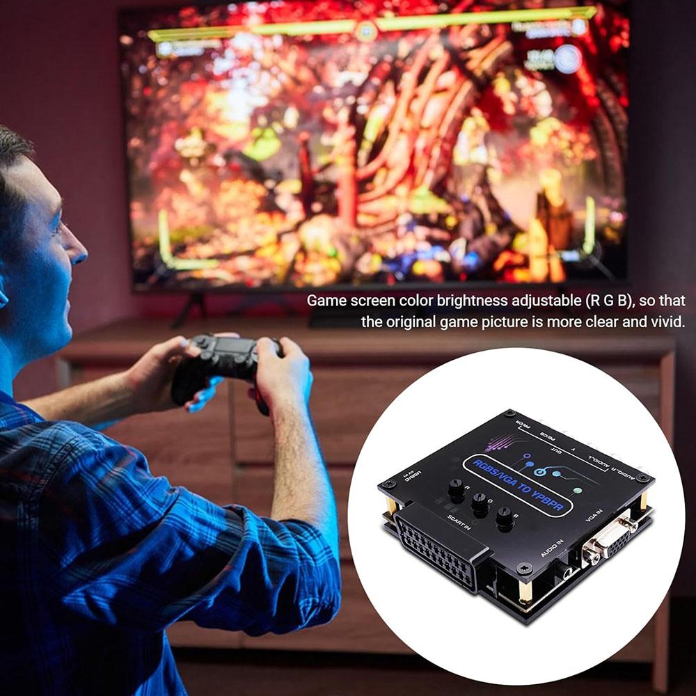 RGBS VGA SCART TO YPBPR Converter Adapter For PS1 Fat/PS2 Fat/Dreamcast/Wii/64