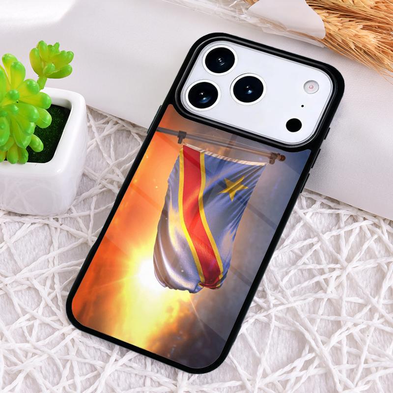 Чехол для телефона с флагом Демократической Республики Конго для iPhone 17 Air 16 15 11 12 14 13 Pro Max Ударопрочный чехол