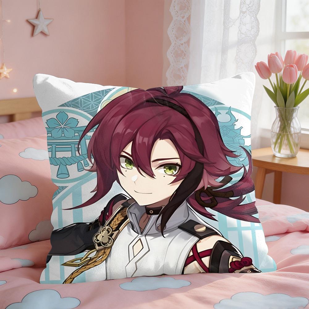 Shikanoin Heizou Genshin Impact Cushion Cover Square Short Plush Pillow Case Living Room Sofa Home Decor Funda X