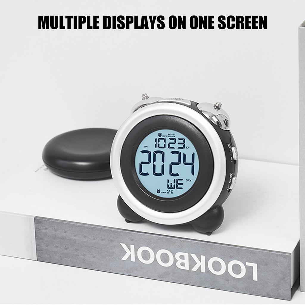 Вибрирующий будильник, простой в управлении, с громкой вибрацией и подсветкой, двойные колокола для использования в спальне, офисе и в путешествиях