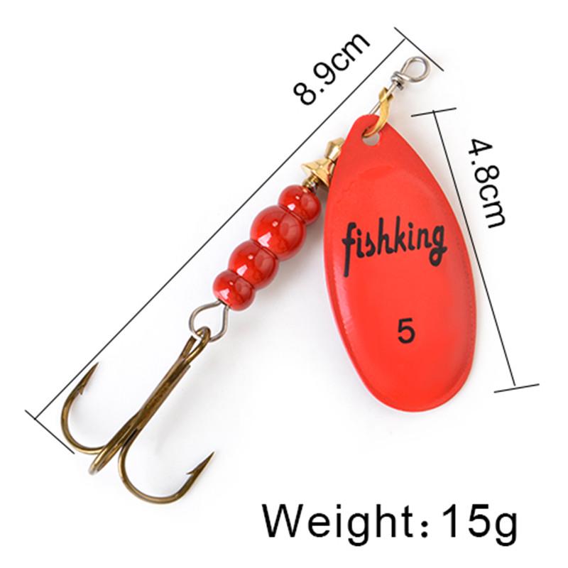 FISH KING Spinner Bait 3,9 г, 4,6 г, 7,4 г, 10,8 г, 15 г, приманки для ложки, металлические приманки для щуки с тройными крючками, искусственная приманка для окуня, рыболовная приманка