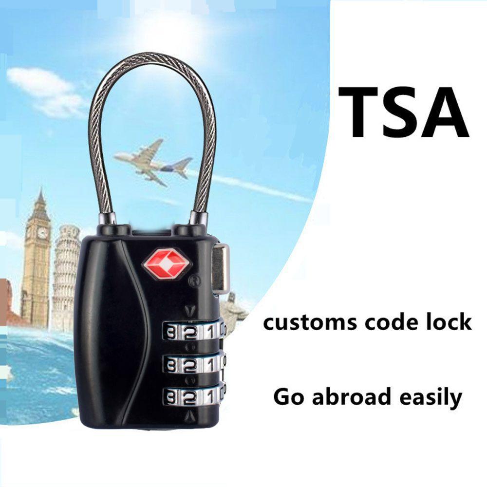 Luggage Lock TSA Customs Lock Padlock with Steel Cable Customs Code Lock Smart Combination Lock