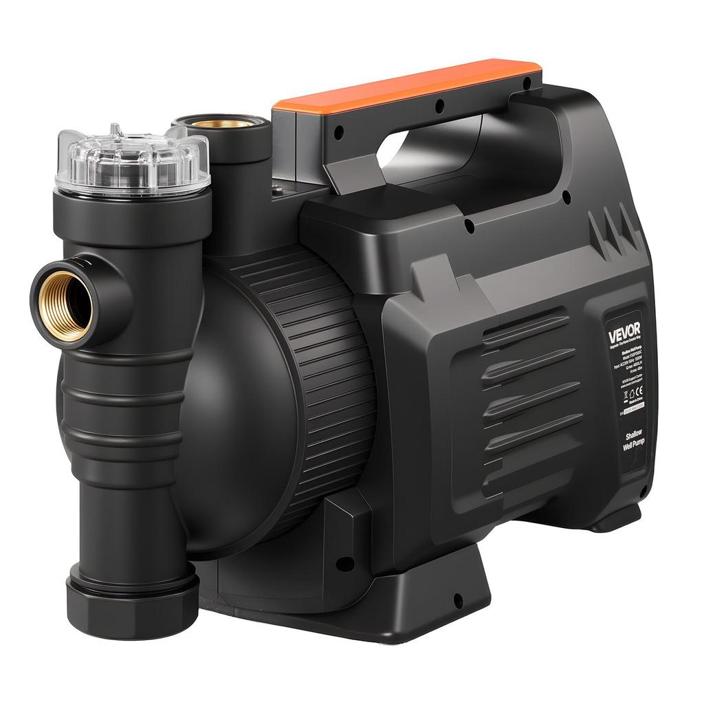 Electronic Shallow Well Jet Pump, 1300W, 4800 L/H Maximum Flow Rate, PP Garden Well Jet Pump with 8 m Suction Height, Intelligent Electronic Control,