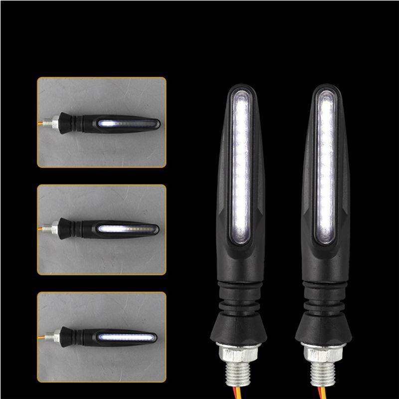 Authentic Motorcycle LED Lights High Bright Turn Signal Indicator Lights Front Rear White Day Running Lights Flowing Brake Lamps