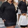 Women's Solid Color Plus Size Women's Diamond Patterned Loose Casual Pullover Sweater Long Sleeved Top