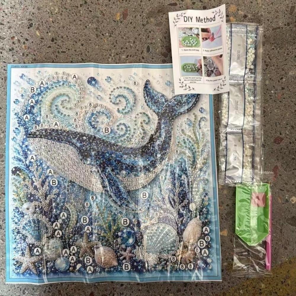 Coastal Style Ocean Theme Pearl Art DIY Kit Sparkling Pearl  Painting  Beginners