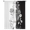 Черно-белый цветочный узор тюль оконные шторы гостиная органза прозрачная вуаль занавеска спальня кухня домашний декор драпировка