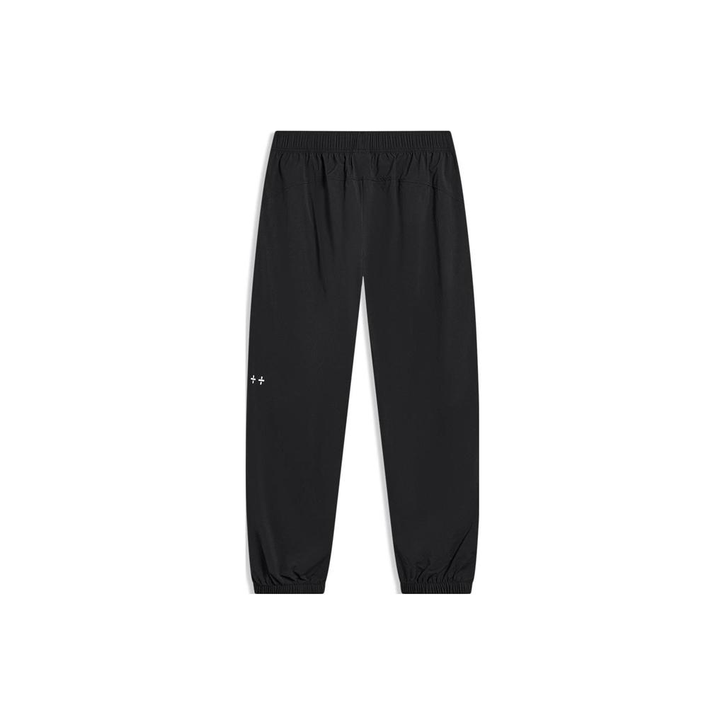 Li Ning Sports Lifestyle Series Solid Color Mid Waist Loose Fit Cuffed Knit Joggers Men Joggers Black AYKT397-1