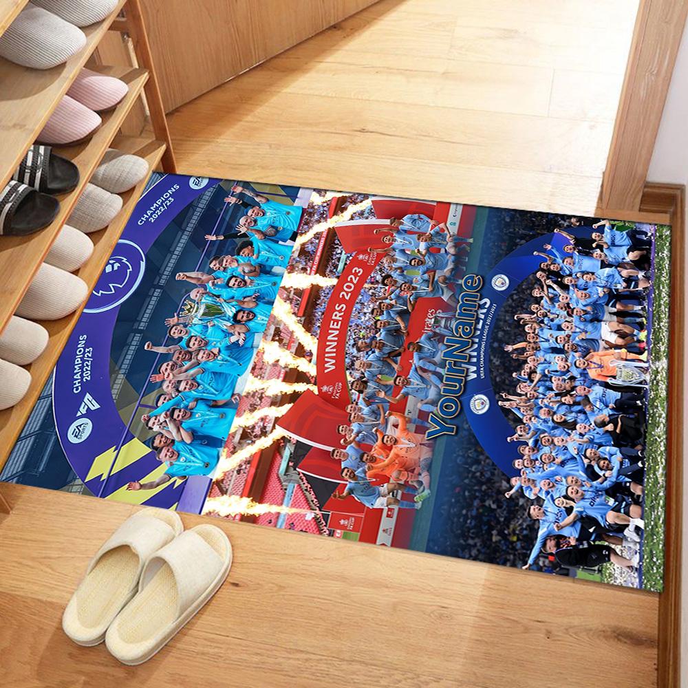 Manchester City Customize Text Area Rug Design for Game Room Dormitory Dining Room Kitchen Antislip Carpet Office home decor Gift for Festivals
