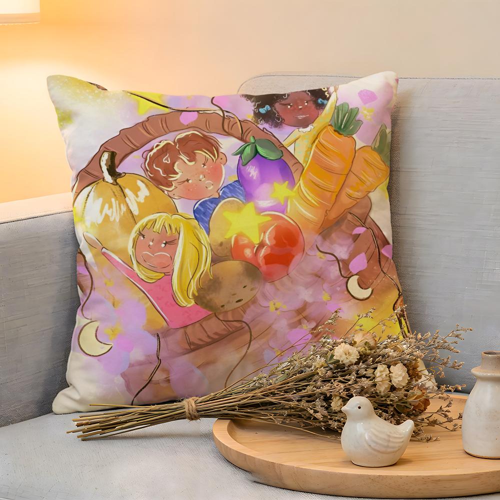 Cushion Cover Linen SkinFriendly Soft Decorative Case For Sofa Home Decor Kwaii Anime Cute MyMymyberries Art Pillow cover