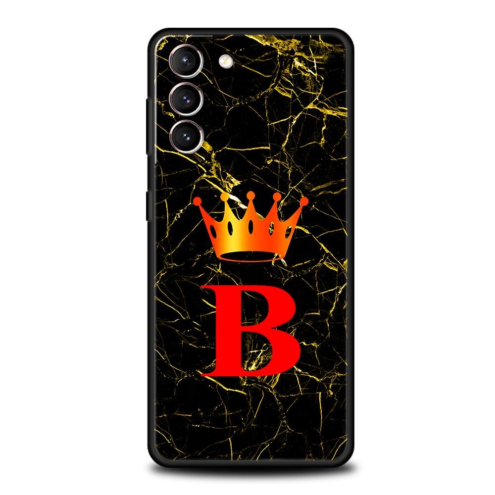 Marble Letter Phone Case For Samsung Galaxy S26 Ultra S25 Plus S24 FE S23 S22 5G S21 S20 Cover Black Soft