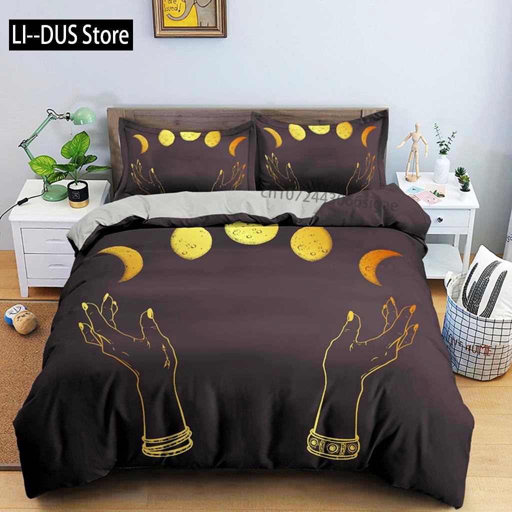 Comforter Divination Pattern Single Queen King Size Microfiber Sun And Moon Pattern Mandala Theme Bedding Set