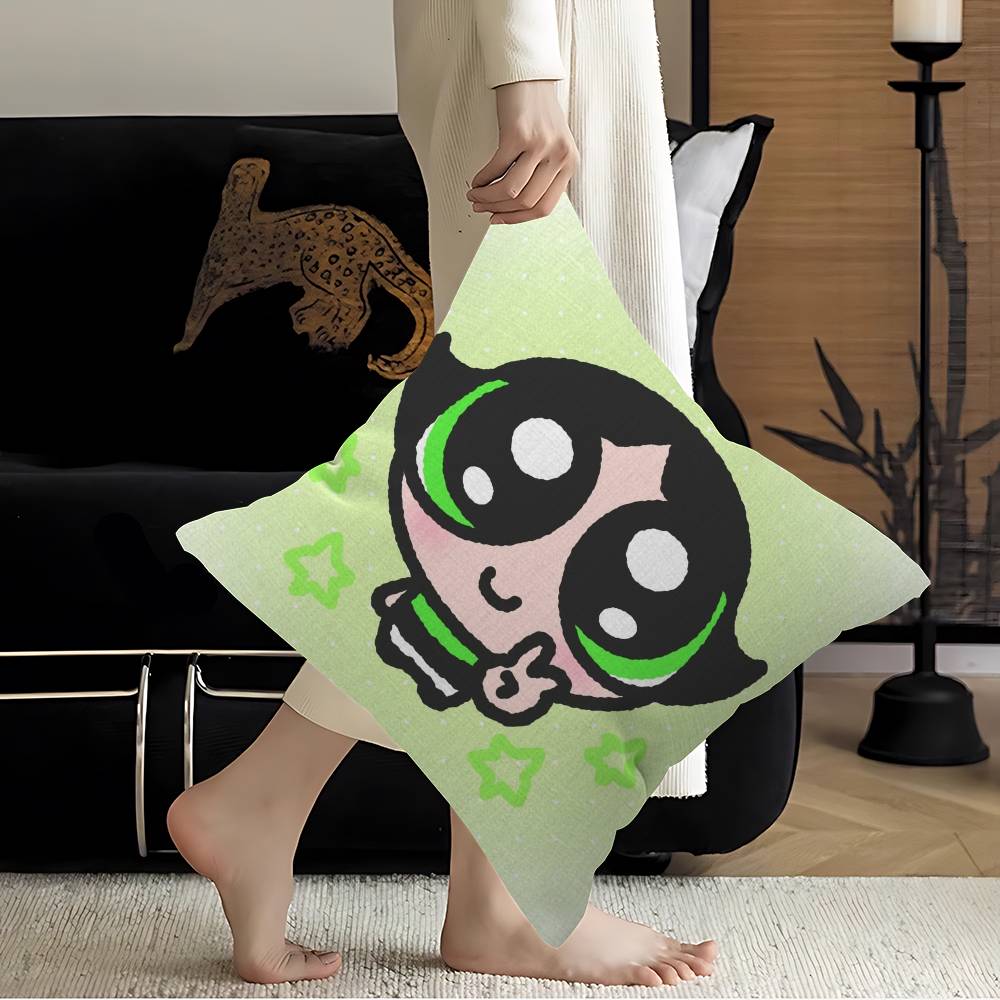 kawaii PPowerpuff Anime GGirls Cushion Cover Pillow Cover Decor Pillowcase Printed Cushion Case for Couch
