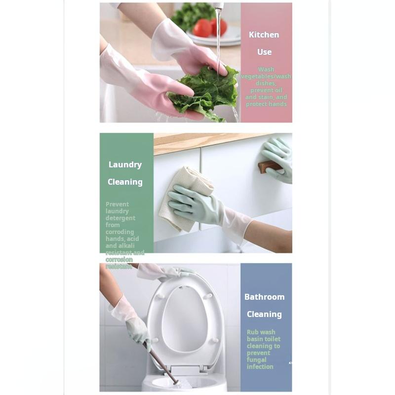 Kitchen Gloves Rubber Household PVC Dishwashing Tools 1PCS Reusable Durable Cleaning Tools Non-slip Protective Handwear Premium Accessories