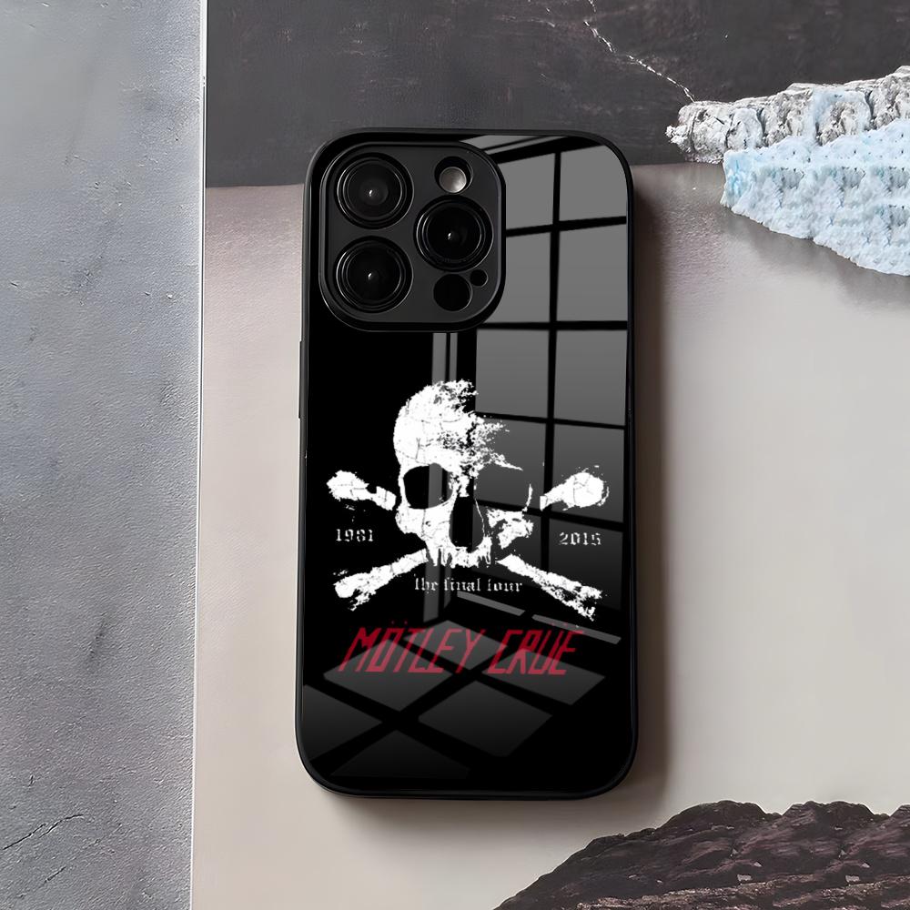 M-MotleyS Rock C-CrueS Phone Case For IPhone 17 Air 16 E Pro Max 15 14 13 Mini 12 Pro 11 Max Plus Black Glass Cover