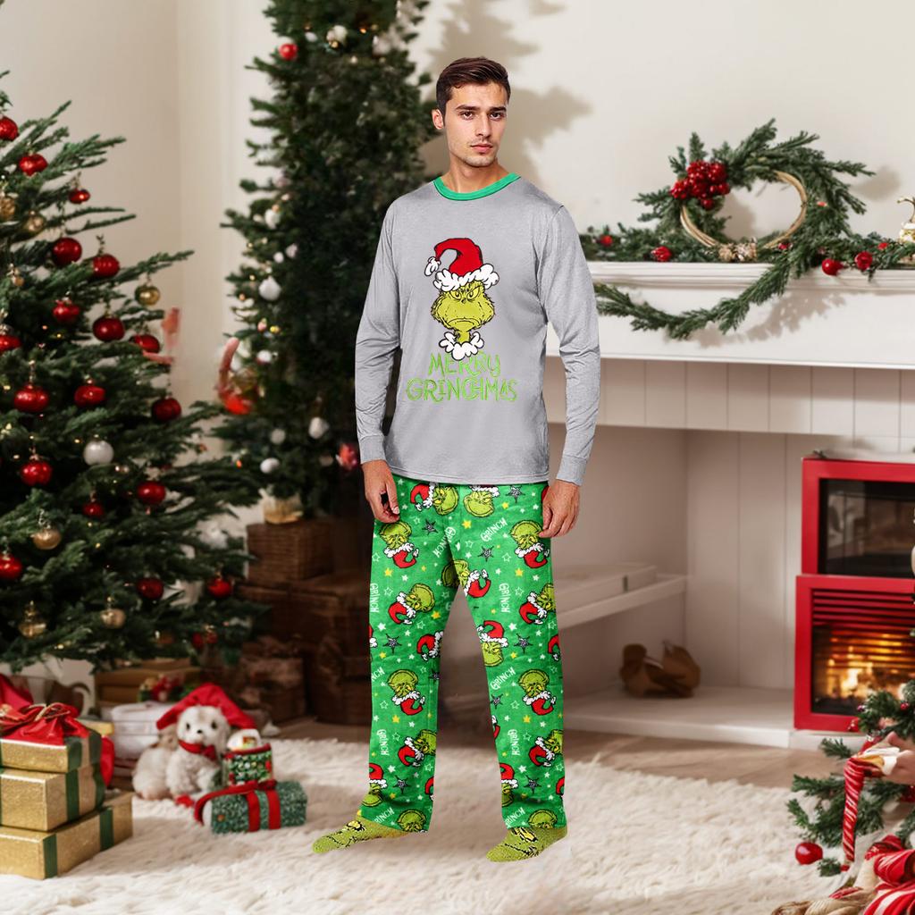 Parent-child Christmas Print Home Suit Long-sleeved Top And Pants
