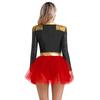 Womens Circus Ringmaster Tutu Dress Long Sleeve Tassel Shoulder Sequins Tulle Skirt Halloween Cosplay Costume