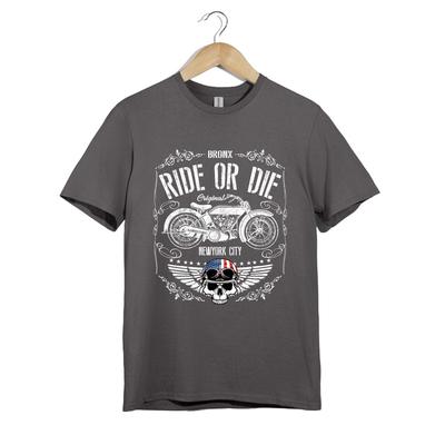 Нью-Йоркская футболка для байкера Унисекс Ride Or Die Череп из Бронкса Графика с мотоциклом Подарок