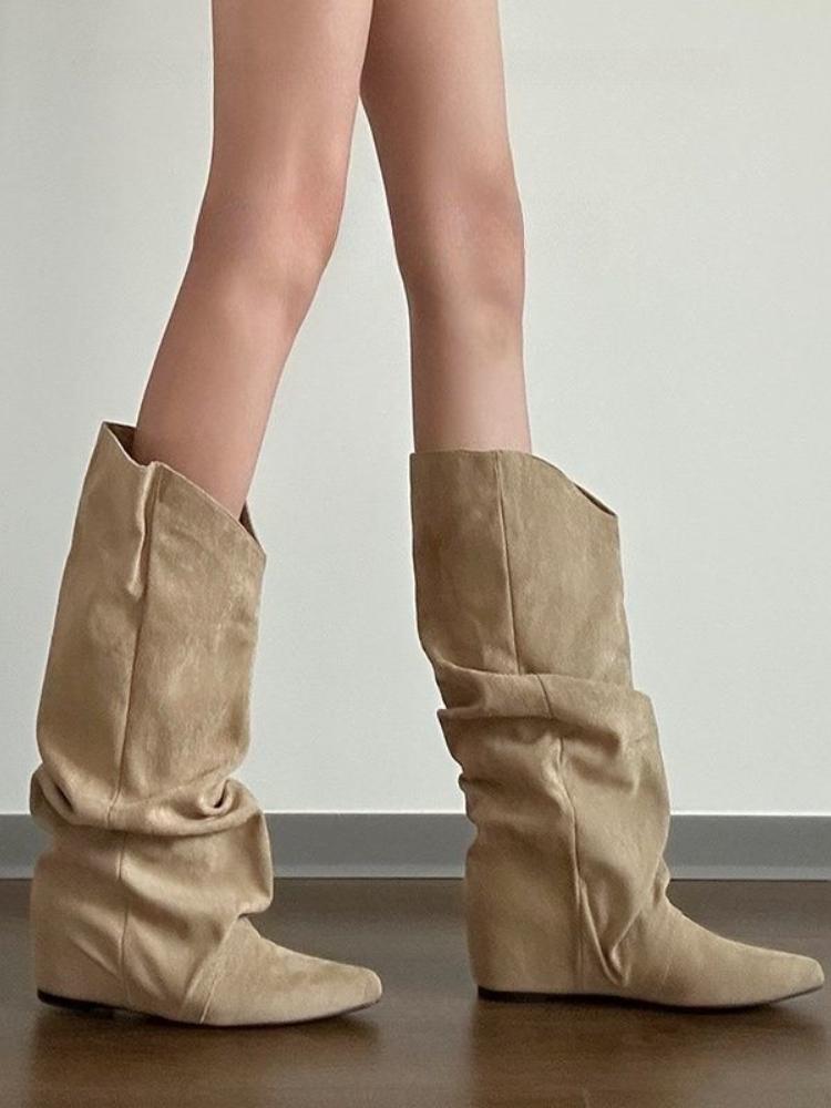 Модные хаки туфли на высоком каблуке с острым носком высокие сапоги для женщин весенне-осенний тренд 2025 удобная и элегантная обувь до колена женская