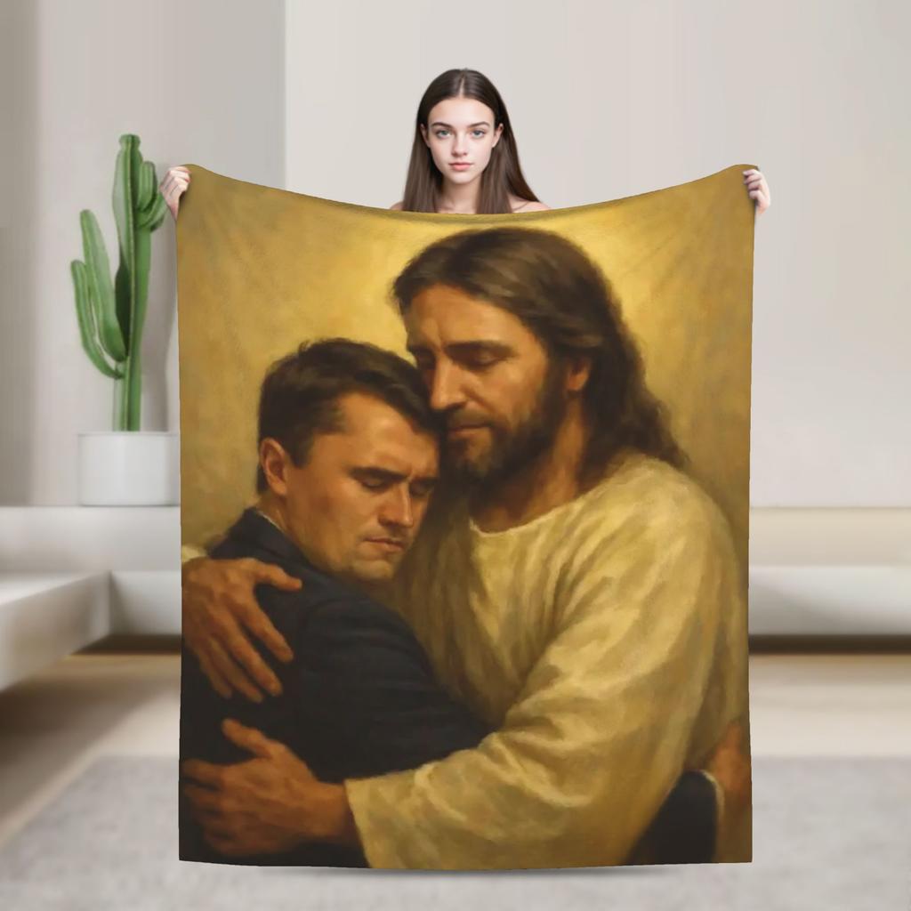 Super Soft Charlie Kirk Angelic Advocate Throw Blanket Premium Flannel Fleece Lightweight Bed Blanket Cozy Fluffy Blankets